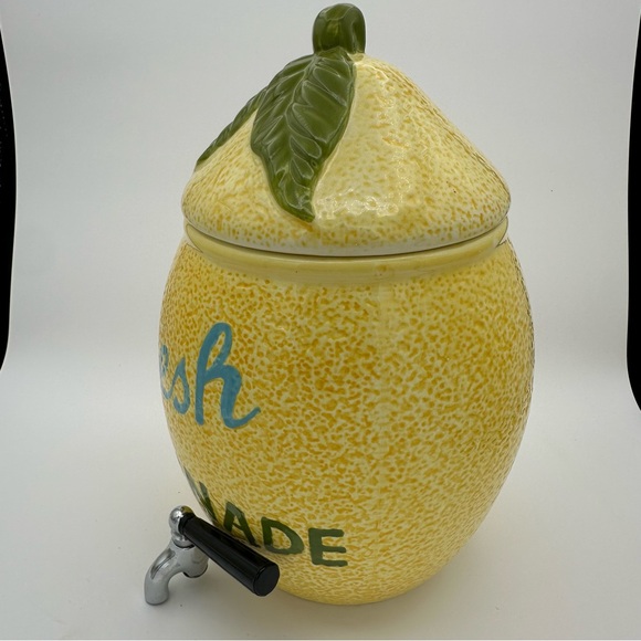 Vtg Cracker Barrel stoneware collection Fresh lemonade drink dispenser - Picture 5 of 15